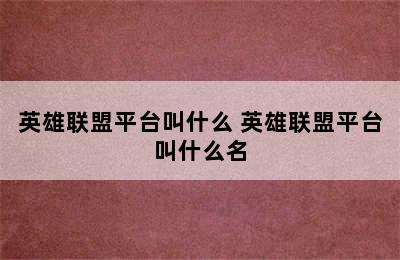 英雄联盟平台叫什么 英雄联盟平台叫什么名